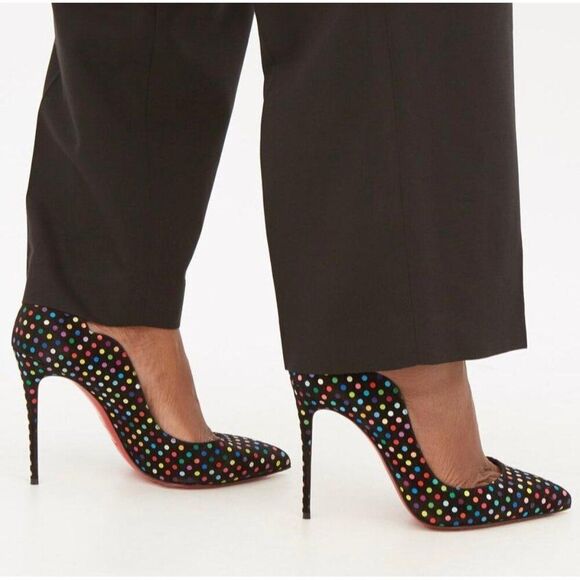 NWT CHRISTIAN LOUBOUTIN Hot Chick Black Scalloped Polka Dot Stiletto Pum… - Picture 2 of 13